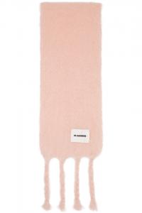 Jil Sander Розовый тонкий шарф из шерстяной смеси
