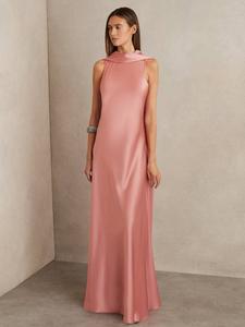 Платье макси Petite Fae с запахом на спине Reiss, Pink