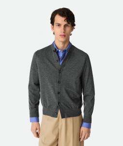 Light fine cashmere cardigan BOTTEGA VENETA, серый меланж