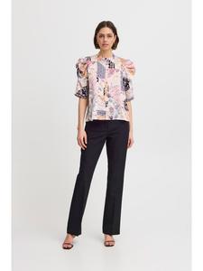 Блузка с короткими рукавами IXNINA, классический крой, с принтом Розовая леди ICHI