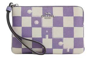 Кошелек-клатч Coach из искусственной кожи с угловой молнией небольшого размера для женщин в фиолетовом и белом цвете