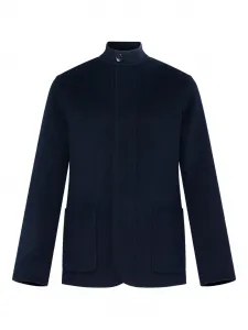 Шерстяной кашемировый блейзер с высоким воротником YVES SALOMON, синий
