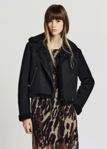Простая кожаная куртка с отделкой из искусственной кожи. Calliope, Ultrablack