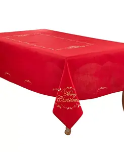 Скатерть с вышитым рисунком «Счастливого Рождества», 65 x 160 дюймов Saro Lifestyle, red