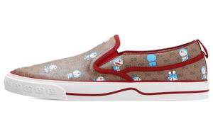 Слипоны женские Doraemon x Gucci, красный / коричневый