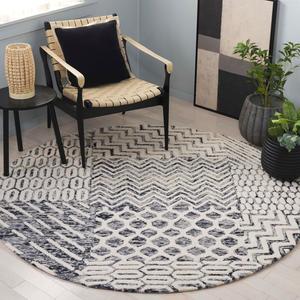 Ковер SAFAVIEH, 183 x 183 см, коллекции Ebony - Ivory & Black, ручной работы из шерсти, идеально для гостиной, столовой, спальни (EBN813Z)