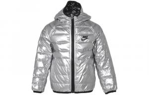 Детский пуховик Nike, цвет серебристо-белый