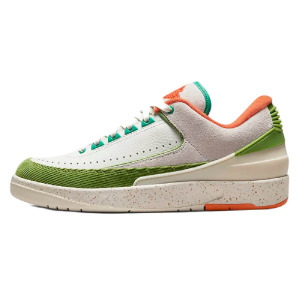 Кроссовки Nike Air Jordan 2 Retro Low Titan, серый/зеленый/оранжевый