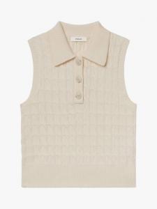 Вязаный жилет-поло из чистой шерсти FRAME, Cream
