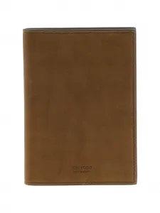 Тисненый складной кожаный держатель для паспорта Tom Ford, коричневый