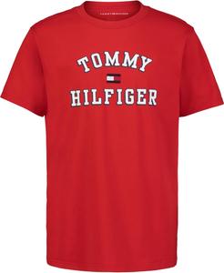 Футболка Tommy Hilfiger для мальчиков с короткими рукавами и круглым вырезом, мягкая, удобная, свободного кроя, Old Varsity Tommy Red