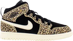 Кроссовки Air Jordan 1 Mid SE PS Cheetah, черный