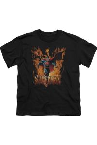 Футболка с коротким рукавом для детей "Superman Through The Fire" Gildan, черный