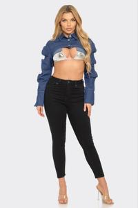 Брюка-болеро из денима на пуговицах TRUEDAMES, джинсово-синий