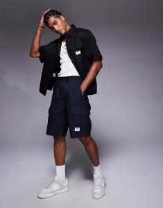 Свободные шорты-карго Hugo Blue Giulio coord черного цвета