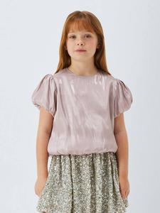 Детский топ с пышными рукавами и пузырьковым подолом John Lewis, Pink