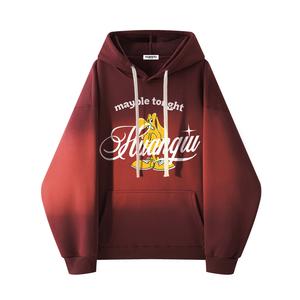 Толстовка Unisex Hooded Moderate Heavyweight HUANQIU, burgundy fleece-lined