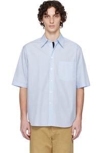 Синяя рубашка в полоску из ткани Suvin High Count AURALEE