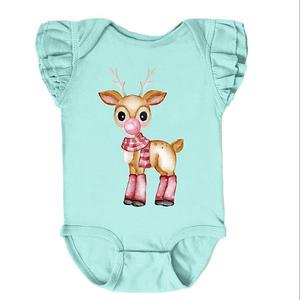 Боди с рукавами-крылышками Watercolor reindeer bubblegum The Juniper Shop, Seafoam