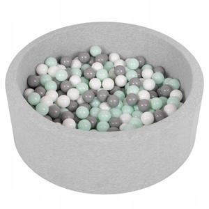 Selonis Сухой круглый бассейн с шариками 6см светло-серый:бело-серо-мятный 90х30см/300 шариков