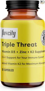 FlavCity Добавка с витамином D, Triple Threat — Добавка 3-в-1 для поддержки иммунитета — 30 капсул