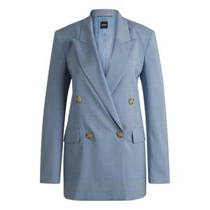 Пиджак прямого кроя из шерстяной ткани в клетку BOSS, цвет patterned