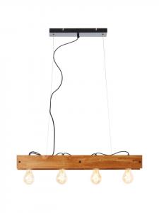 Brilliant Подвесной светильник Calandra, 4 плафона, 150x75x13,5 см, в черно-деревянном исполнении