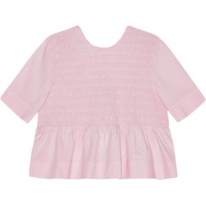 Блузка из поплина со сборчатыми вставками GANNI, розовый