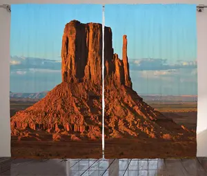 Шторы из ткани ABAKUHAUS в деревенском стиле, Monument Valley America, универсальные ленточные шторы для гостиной с петлями и крючками, 280 x 225 см, цвет: оранжево-синий Abakuhaus