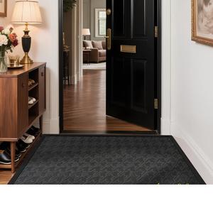 Dajiang Ковер 120х180 см для прихожей, износостойкий, с градиентным узором "гусиная лапка", лазерная вышивка, скребок для песка и пыли