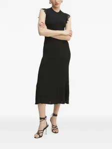 Платье миди в рубчик с кружевом Ermanno Scervino, черный