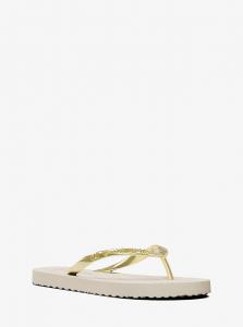 Фирменные шлепанцы с логотипом Michael Kors Outlet, светло-бежевый