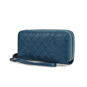 MKF Collection Honey Натуральный стеганый женский кошелек на запястье с цветочным тиснением от Mia K, цвет Teal