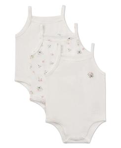 Комплект из 3 боди для девочек из чесаного хлопка с мелким цветочным принтом MeMoi, Winter white multi