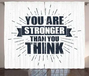 Штора ABAKUHAUS с цитатой в деревенском стиле, философское послание города, присборенная тесьма для спальни с петлями и крючками, 280 x 245 см, цвет: темно-синий, серый, белый Abakuhaus