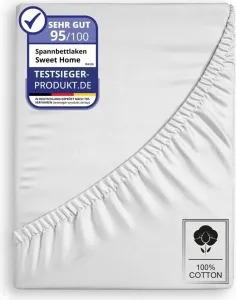 Простыня на резинке из джерси, 100% хлопок, 135 г/м², белая, 140х200 см COFI 1453