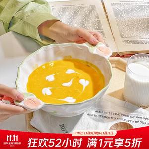 Ceramics Набор керамических мисок и тарелок для дома, рисовые миски, суповые миски, тарелки, свежая и простая посуда, подарок на новоселье, 10-дюймовая суповая миска с двумя ручками - 1 шт