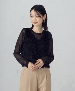 Жилет с бахромой + прозрачная подкладка