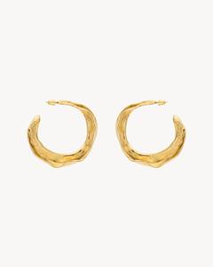 Круглые серьги с изогнутым листом из металла SAINT LAURENT, золотой