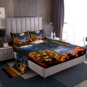 Erosebridal Комплект постельного белья с новогодним принтом для детей, Traffic Blue