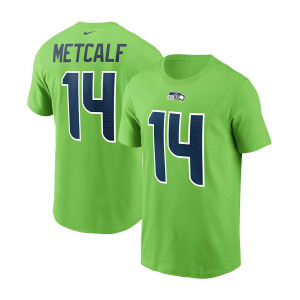 Мужская футболка dk metcalf neon green seattle seahawks с именем и номером Nike, мульти