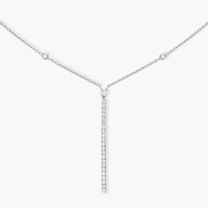 Колье Messika Gatsby Vertical Bar, белое золото/бриллианты