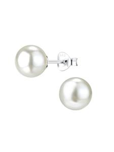 Alexander York Классические серьги-гвоздики с жемчугом, 7 мм, белого цвета, из серебра 925 пробы, комплект из 2 штук