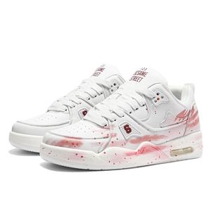 Microfiber Leather Slip Resistant, Abrasion Resistant, Breathable, Impact Resistant, Rebound Mid top SESAME STREET, crimson cherry ink splatter