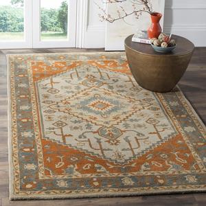 Ковер SAFAVIEH, 244 x 305 см, - Heritage Collection - большой - Light Blue & Rust, ручной работы из шерсти, традиционный восточный дизайн, идеально для гостиной, спальни, офиса, столовой (HG406A)