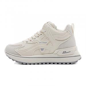 Нескользящие, износостойкие, легкие, увеличивающие рост, теплые, высокие, повседневные туфли для женщин WARRIOR, Beige Gray-Fleece-Lined