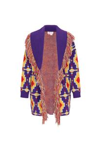 Вязаный кардиган IZIA, желтый/фиолетовый