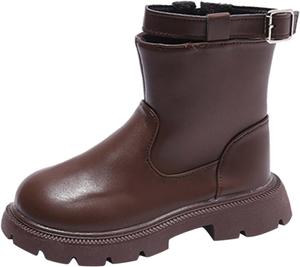 Generic Водонепроницаемые уличные ботинки для мальчиков и девочек, с боковой молнией, удобные модные ботильоны для детей (малыш/ребенок/старший ребенок) (коричневые, 8-9 лет)