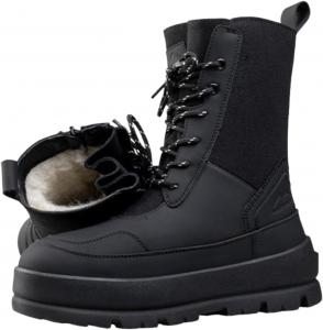 Зимние сапоги ZQW для женщин, водонепроницаемые, высокие, на массивной платформе, с шнуровкой, с пушистой подкладкой, плюшевые, повседневные, Black