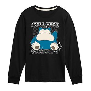 Футболка с длинным рукавом Boys 8-20 Pokémon Snorlax Chill Vibes Only Licensed Character, Black